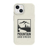 white Compostable iPhone 14 Case with Mountain and Creek pattern