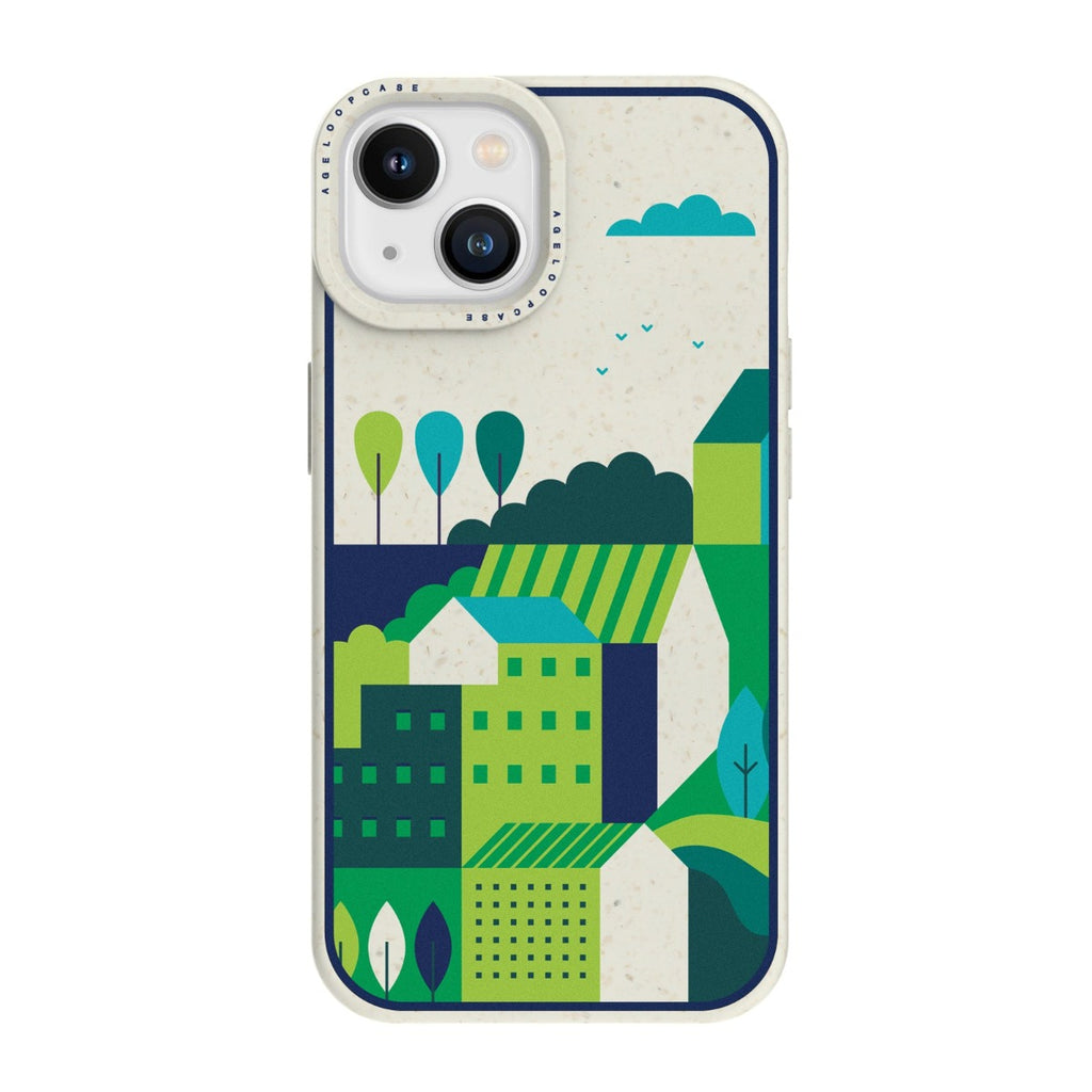 AGELOOP Compostable iPhone 14 Case with Eco village pattern