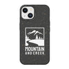 Black Compostable iPhone 14 Case with Mountain and Creek pattern