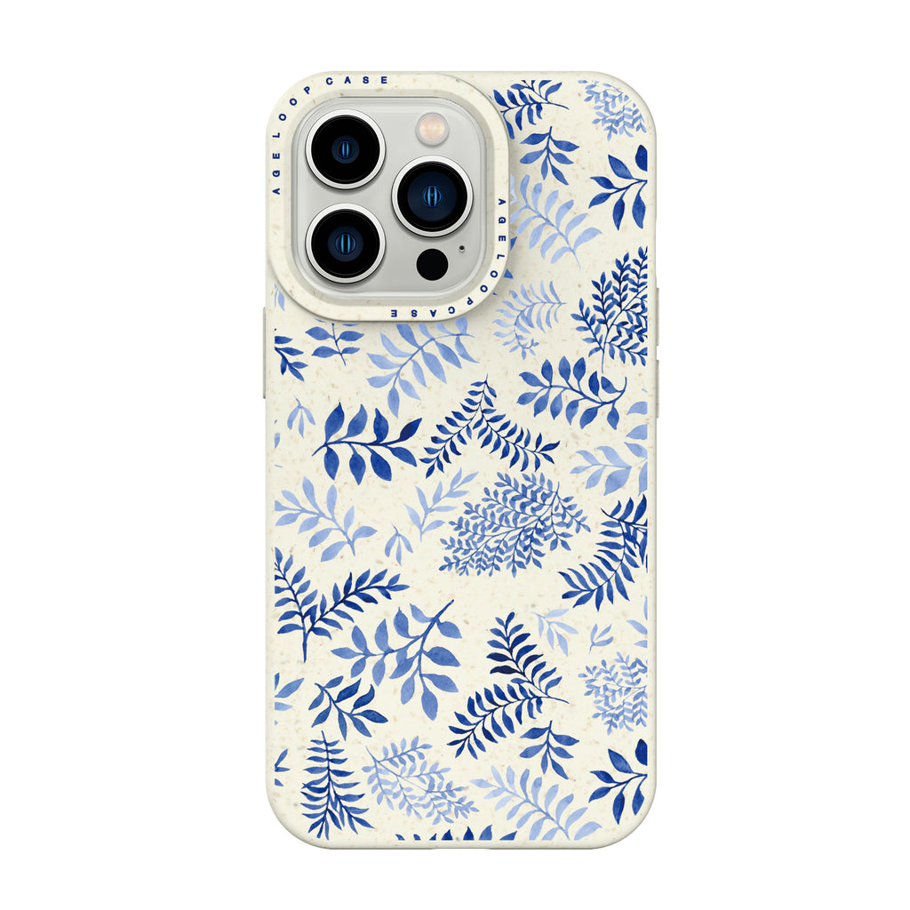 iPhone 13 Pro Case Blue Leaves