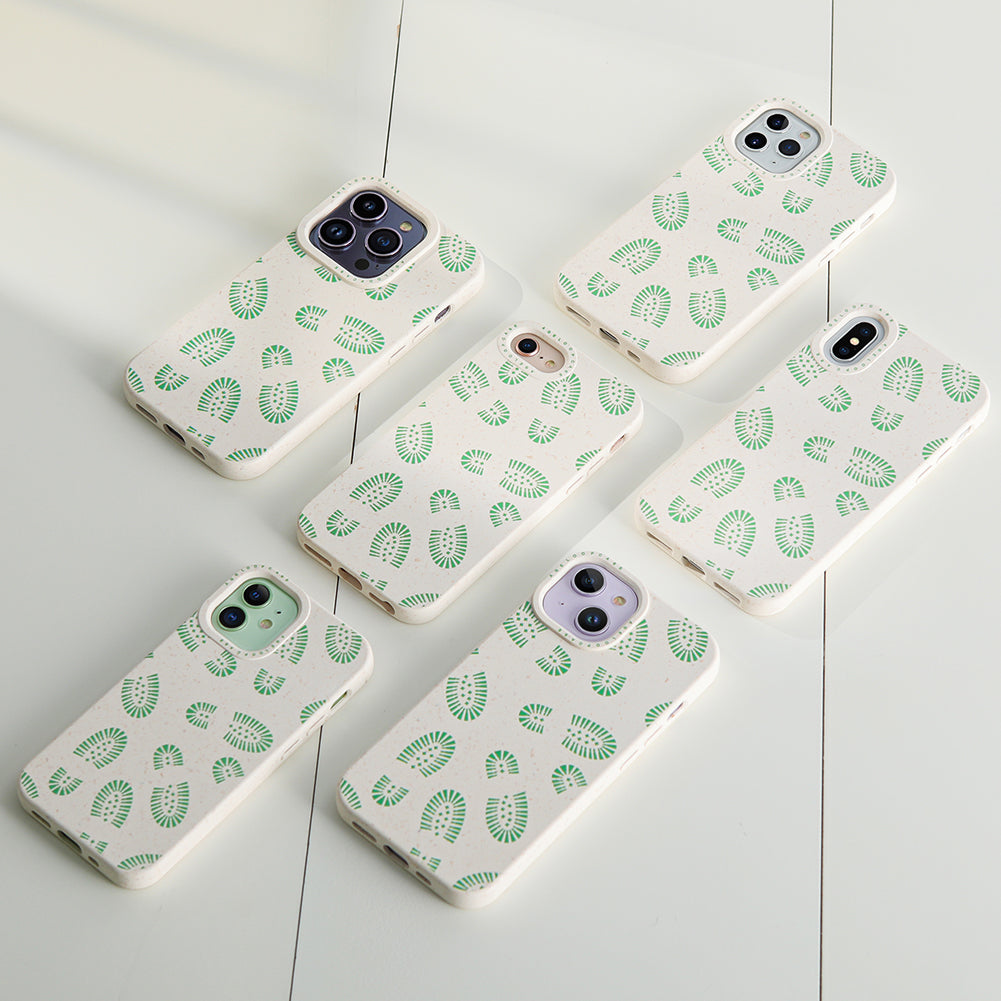 Eco Friendly iPhone 14 Pro Case Shoe Print Sage Green Phone Case