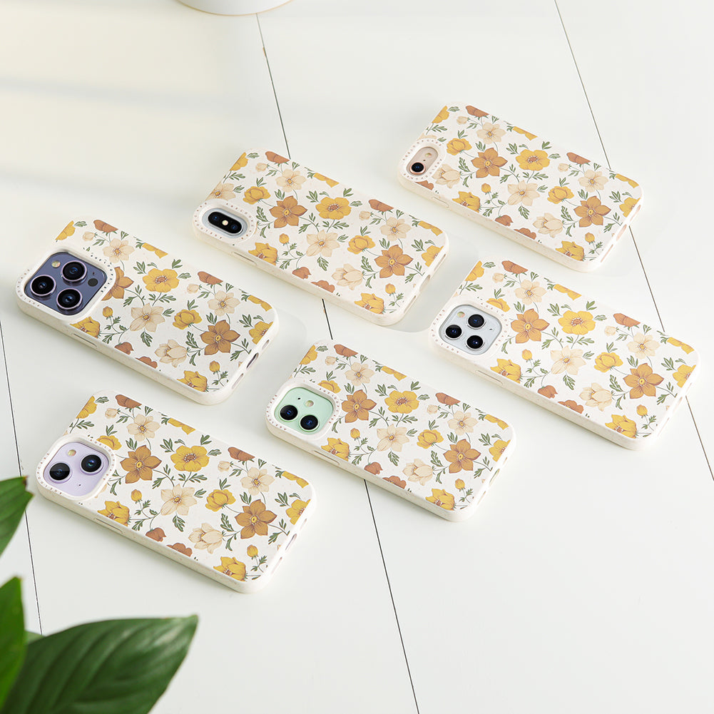 Eco Friendly Biodegradable iPhone 12 Pro Max Case Yellow Flowers Wildflower Phone Cases