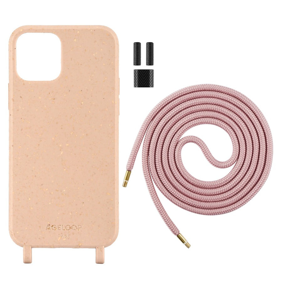 eco frienldy iPhone 12 pro Case pink color with Lanyard
